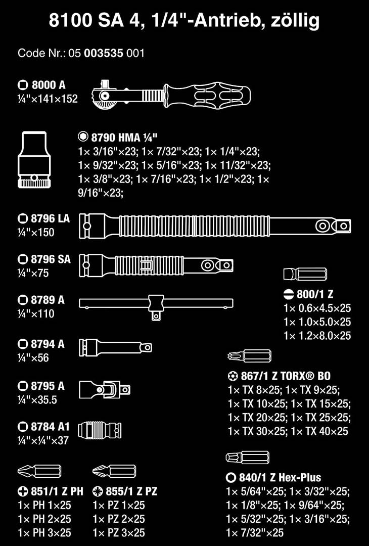 Wera Sae 1-4” Drive Speed Ratchet Set (41-piece Set)