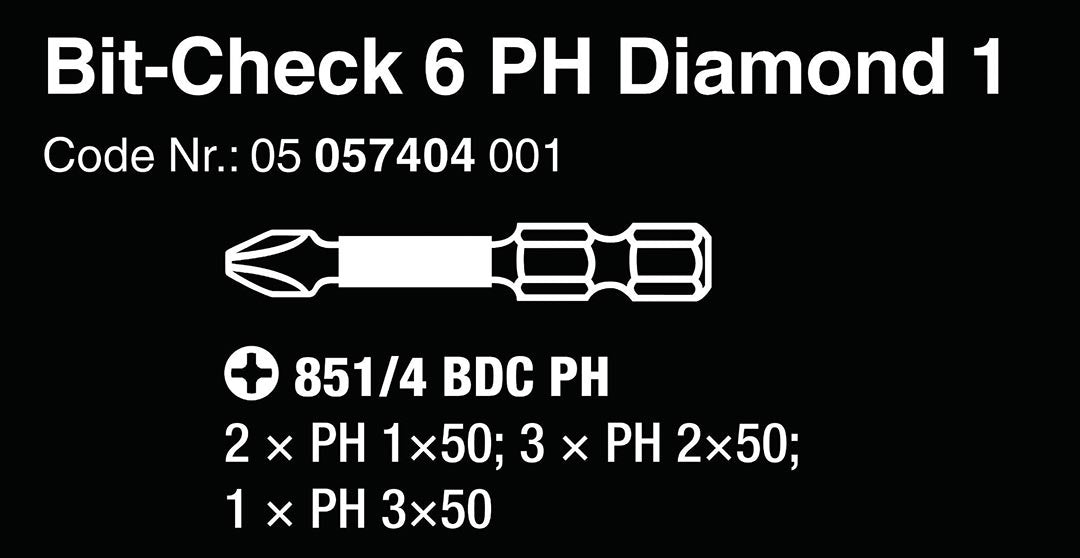 Wera Bit-check 6ph Diamond Coated Tips (6-piece Set)