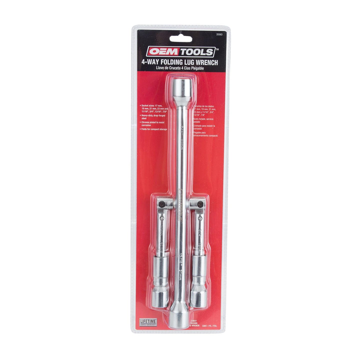 Oemtools 20563 4-way Folding Lug Nut Wrench 14"