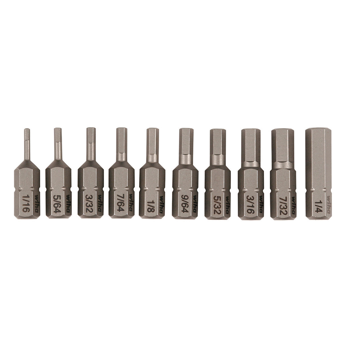 Wiha Hex Sae Bit Set (1-16" - 1-4") - 10 Piece Set