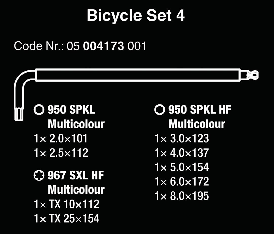 Wera Metric L-key Hex-torx Bicycle "set 4 " (9 Piece Set)
