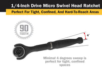 Titan 1-4" Drive - Swivel Head Micro Ratchet - Black