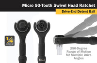 Titan 1-4" Drive - Swivel Head Micro Ratchet - Black