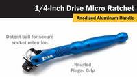 Titan 1-4" Drive Aluminum Swivel Head Micro Ratchet Blue