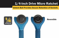 Titan 1-4" Drive Aluminum Swivel Head Micro Ratchet Blue