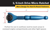 Titan 1-4" Drive Aluminum Swivel Head Micro Ratchet Blue