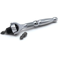 Titan 1-4" Drive Aluminum Swivel Head Micro Ratchet Bit Driver Silver
