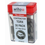 Wiha Torx Contractor Grade Insert Bit T8 X 25mm - 30 Pack