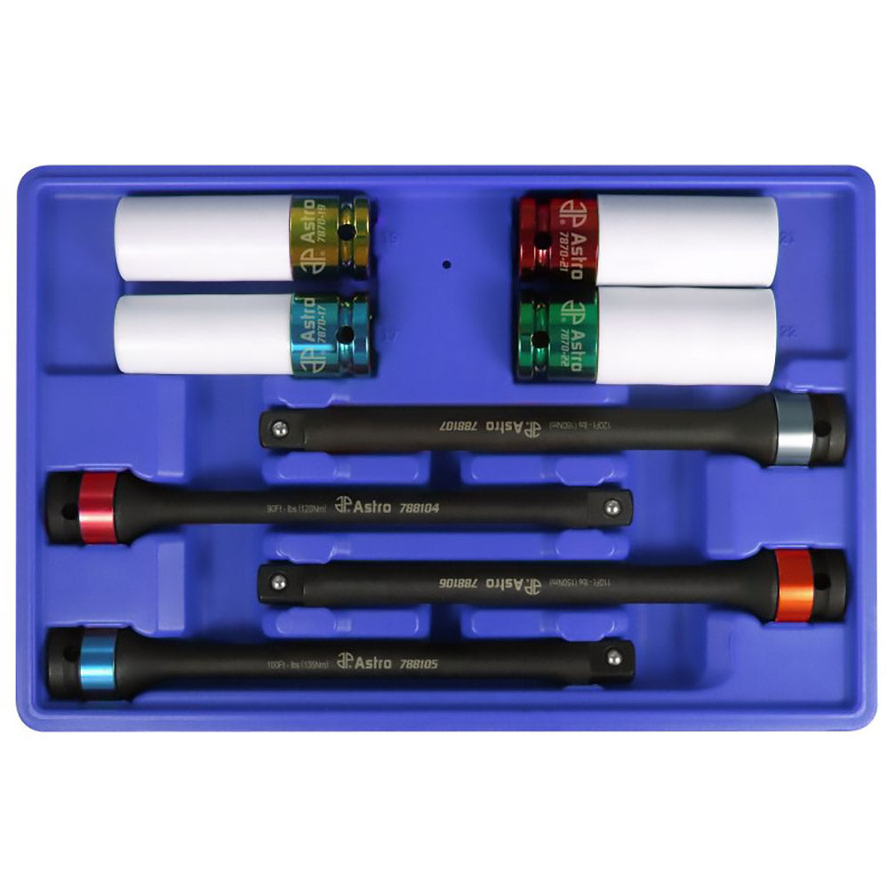 Astro 78818 8 Piece Torque Limiting Extension And Protective Impact Socket Combo Set