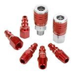 Colorconnex Coupler  Plug Kit Type D 1-4in Npt 1-4in Body Red 7 Pc