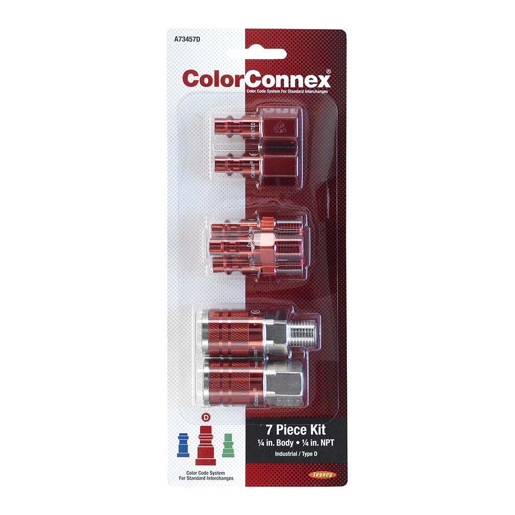 Colorconnex Coupler  Plug Kit Type D 1-4in Npt 1-4in Body Red 7 Pc