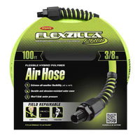 Flexzilla Pro Air Hose 3-8in X 100ft W- Colorconnex Coupler  Plug Type D Red