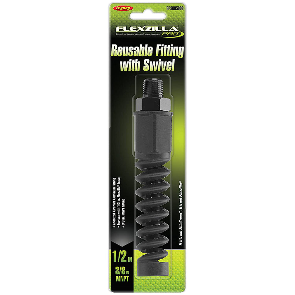 Flexzilla Pro Air Hose Reusable Fitting With Swivel 1-2" Barb 3-8" Mnpt